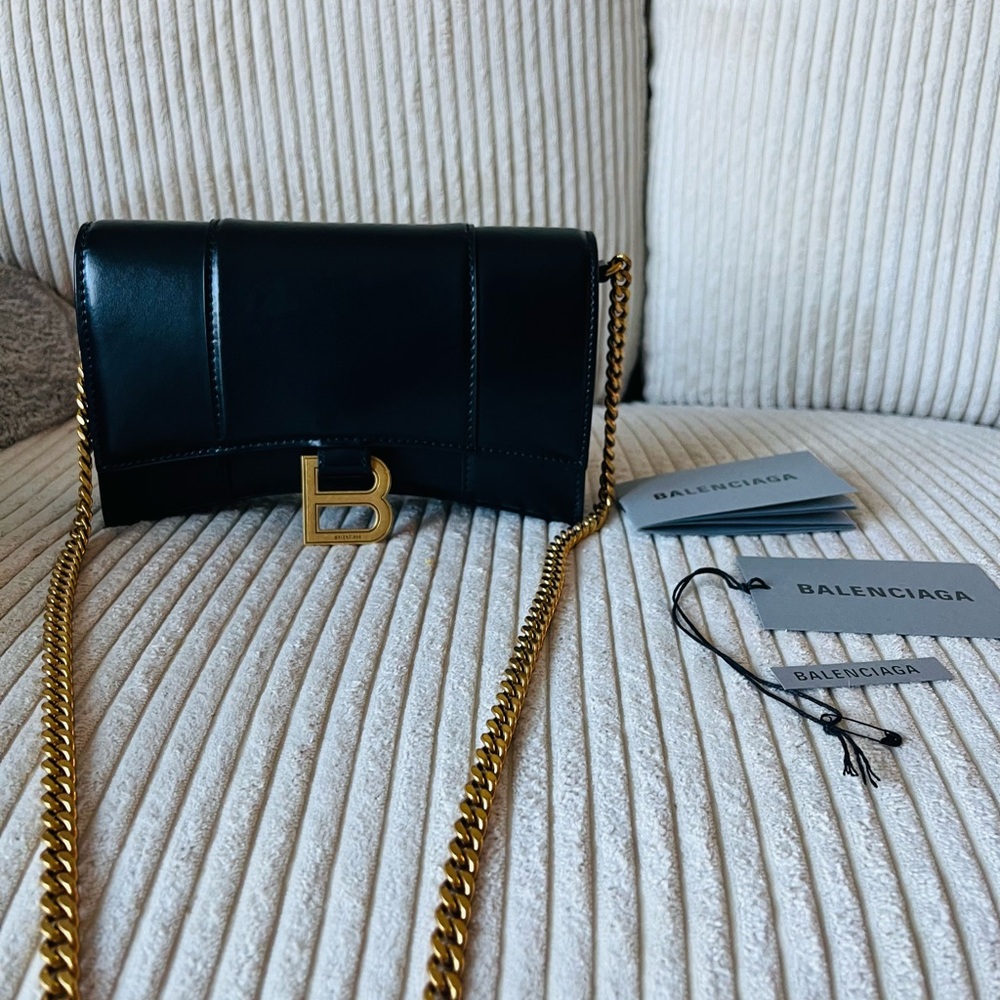 Balenciaga Black Leather Chain Bag
